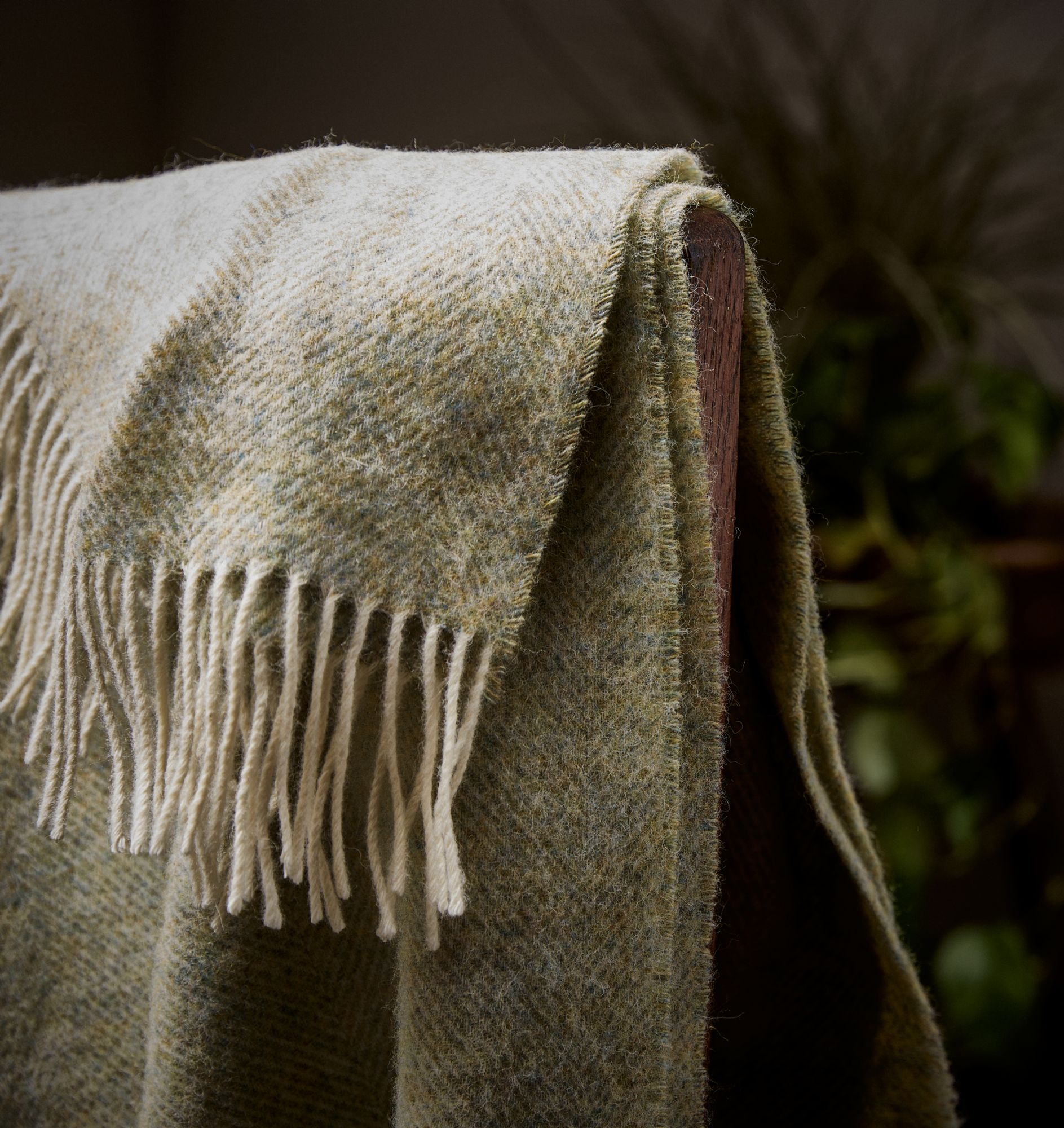 Shetland Pure New offers Wool - Herringbone Sage - Throw Blanket - Bronte by Moon