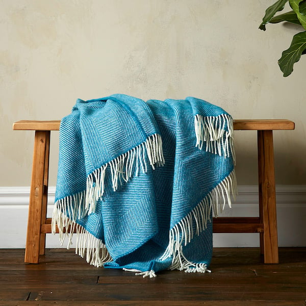 Greta Wool Blanket Teal Woolroom